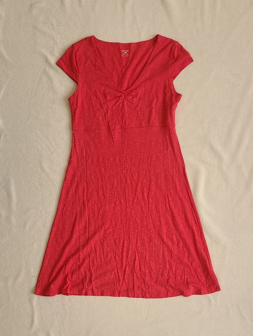 Horny Toad Rosemarie Cap Sleeve Knot Front Hot Pink Dress V Neck Summer Casual